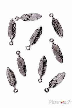 Anhänger in Federform - 30 x 10 mm - silbern